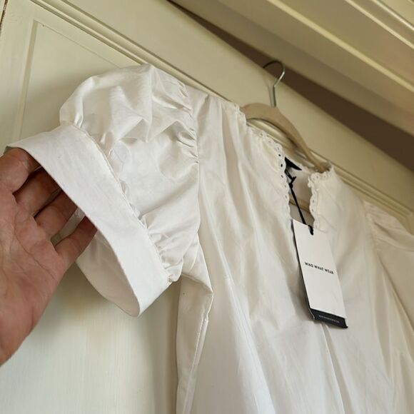 NEW With Tag Pretty Tiered Cotton Dress With Puff Sleeve By Who What Wear - Picture 2 of 9